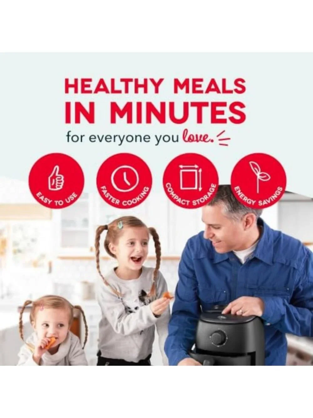 Compact Air Fryer 2.6 Quart - Healthy Cooking, Crisp & Delicious Meals, Black